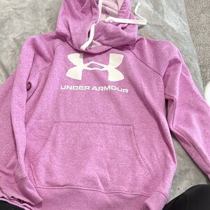 Under Armour Heather Pink Hoodie with White Logo